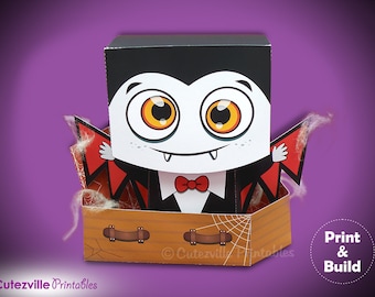 Halloween Dracula Favor, Candy, Gift Box - Editable Text Printable PDF - INSTANT DOWNLOAD