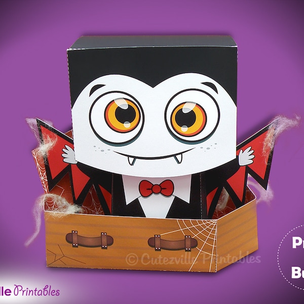 Halloween Dracula Favor, Candy, Gift Box - Editable Text Printable PDF - INSTANT DOWNLOAD