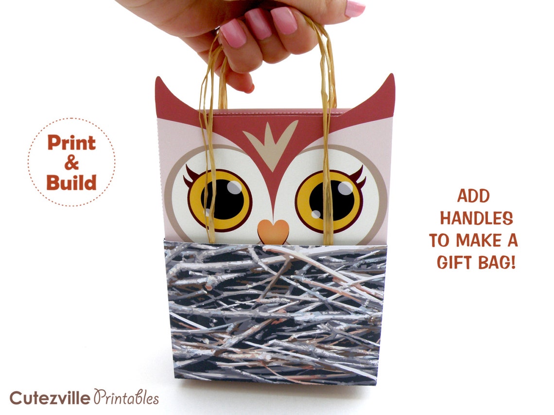 Two Owl Favor, Candy, Gift Boxes Editable Text Printable PDF INSTANT ...