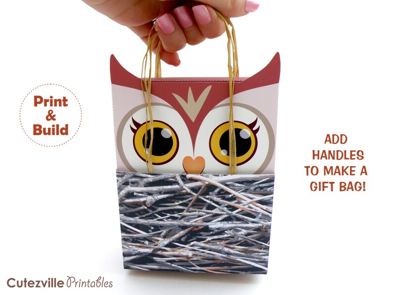 Two Owl Favor, Candy, Gift Boxes Editable Text Printable PDF INSTANT ...