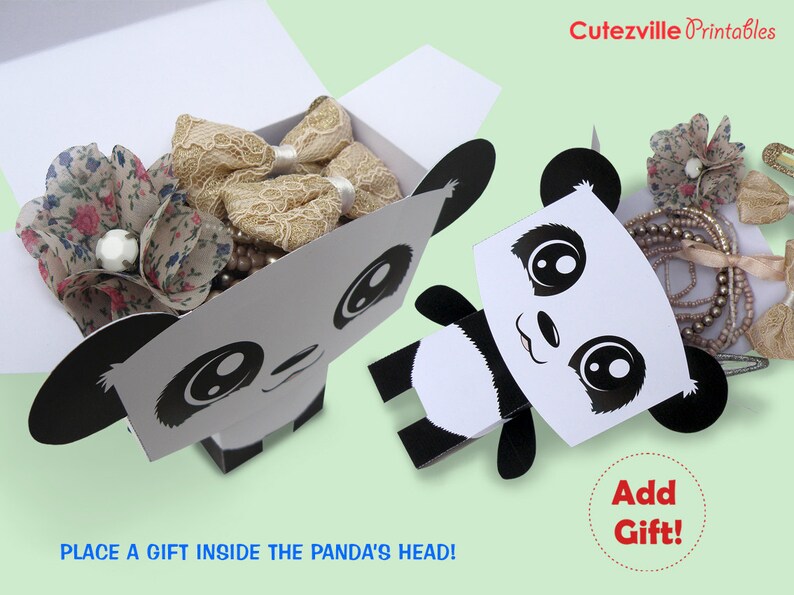 Panda, Favor, Candy, Gift Box Editable Text Printable PDF INSTANT ...