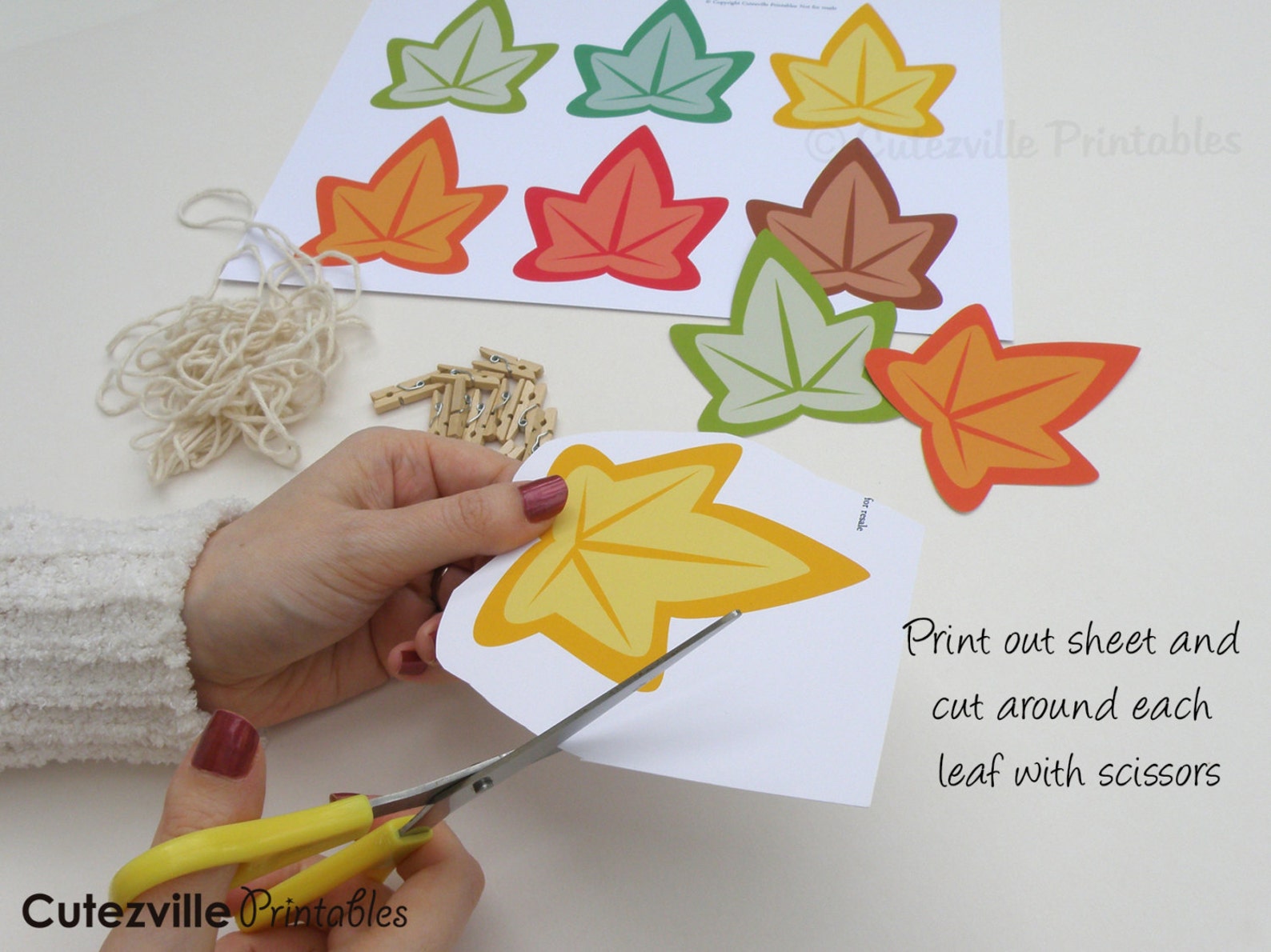 PDF Printable Autumn / Fall Leaves Garland - Great for Halloween ...