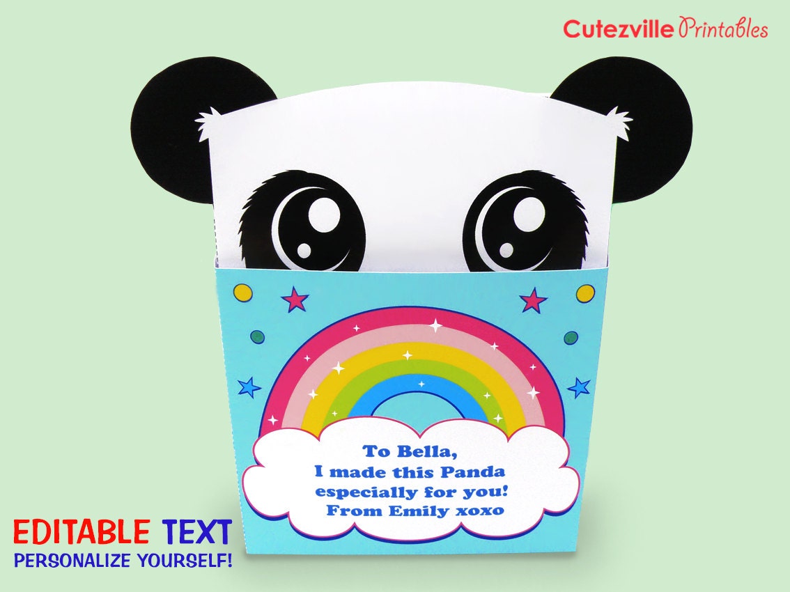 Panda, Favor, Candy, Gift Box Editable Text Printable PDF INSTANT ...