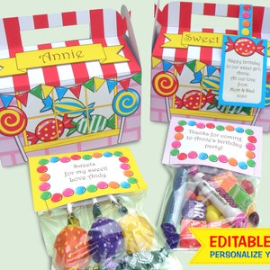 Sweet, Candy Shoppe Favor, Gift Box - Editable Text Printable PDF - INSTANT DOWNLOAD