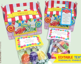 Sweet, Candy Shoppe Favor, Gift Box - Editable Text Printable PDF - INSTANT DOWNLOAD