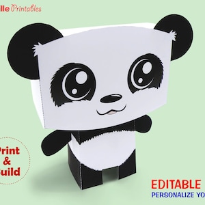 Panda, Favor, Candy, Gift Box - Editable Text Printable PDF - INSTANT ...