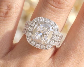 Anello con pavé di moissanite, in argento sterling 925, taglio rotondo, anello di fidanzamento con fascia tempestata di diamanti.
