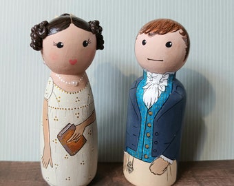 Mr. Darcy und Elizabeth Bennet Steckpuppen-Set.