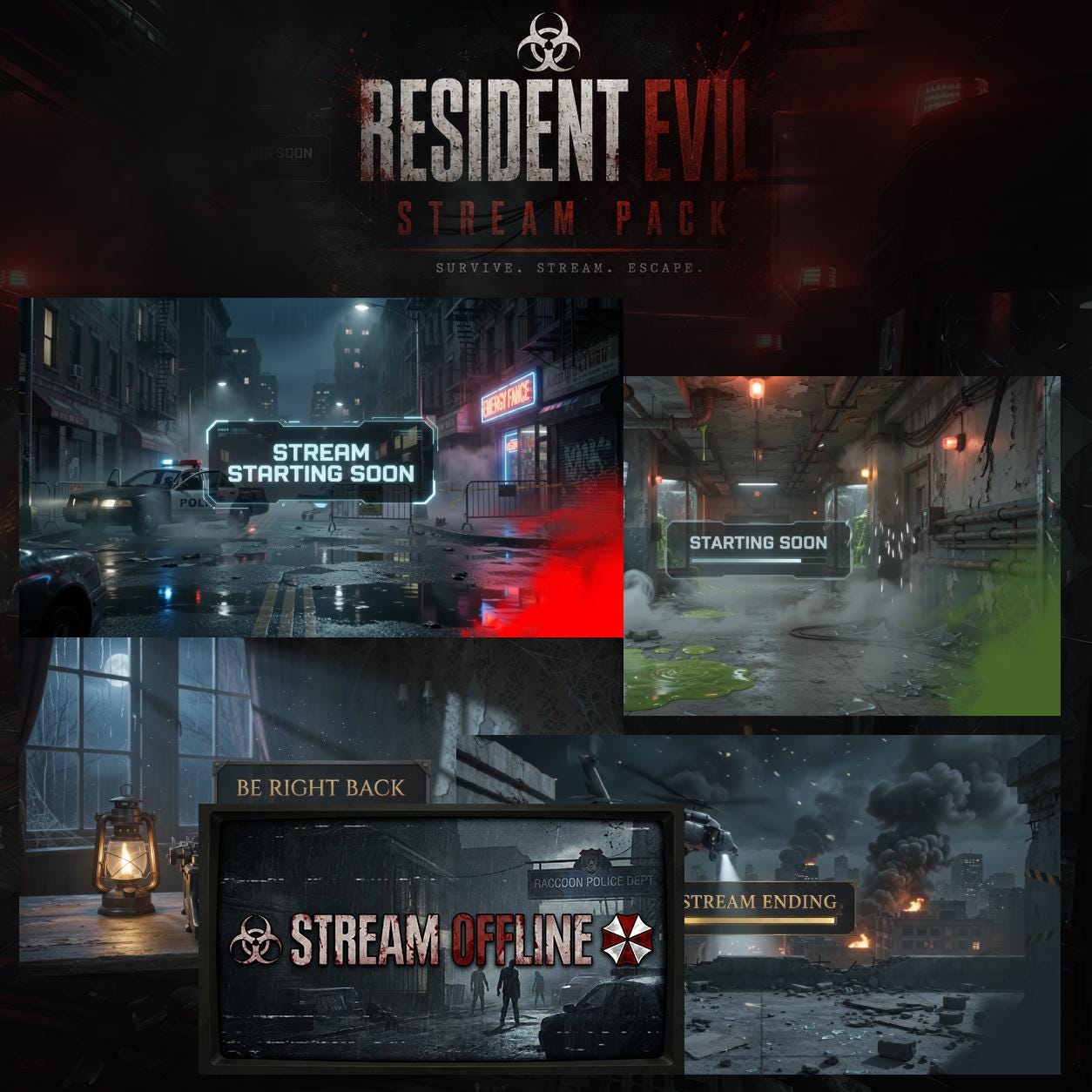 Evil Package Resident Evil Stream Overlay Package | Twitch Overlay Biohazard ...