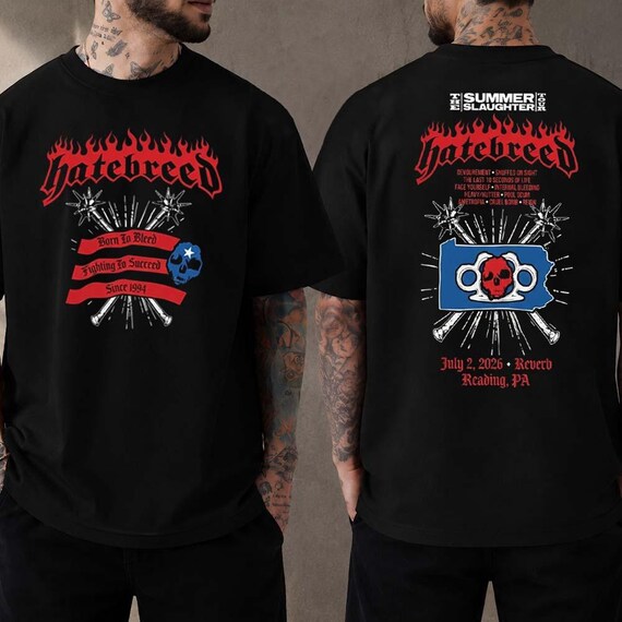 Hatebreed Summer Slaughter Tour 2026 T-shirt Reading PA Reverb