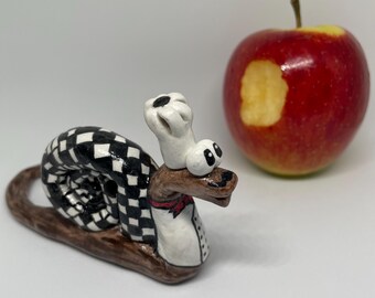 Hand-Painted Clay Snail Figurine: Whimsical Garden Art, Colorful Shell, Gloss Glaze