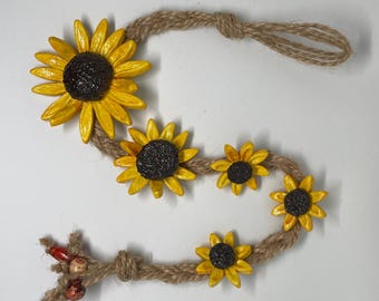 Rustic sunflower sun catcher window charm