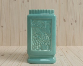 Vaso/fioriera in ceramica turchese West Coast Pottery California 114