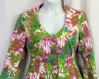 Y2K Nine West 12 Floral Crop Blazer Anzugjacke Vielseitige Lt Schulterpolster