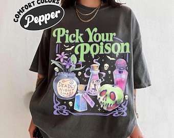 Comfort Colors Pick Your Poison Vintage Comfort Colors Shirt, Princess Halloween TShirt, Kuzco Poison Apple Tee, Spooky Season, Villain