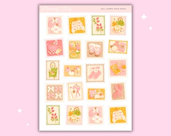 Fall Stamps Sticker Sheet | Autumn Planner Stickers | Cozy Postage Stamp Stickers | Journal & Memory Planning