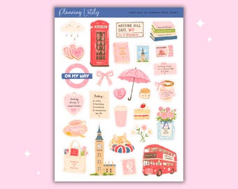 Cosy Day in London Deco Planner Stickers | London Journal Stickers | UK Travel Sticker Sheet | Memory Planning Stickers