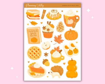 Hoja de pegatinas decorativas grandes con sabor a calabaza y especias / Pegatinas para agendas de otoño / Pegatinas de calabazas de otoño / Agenda y planificación de recuerdos