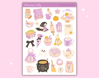 Witch Bakery Deco Sticker Sheet | Halloween Planner Stickers | Witchy Baking Stickers | Journal & Memory Planning