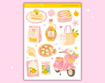 La Dolce Vita Deco Planner Stickers | Italian Summer Journal Stickers | Mediterranean Sticker Sheet | Memory Planning Stickers