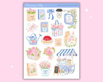 Marché Aux Fleurs Deco Sticker Sheet | Floral Planner Stickers | Flower Market Stickers | Journal & Memory Planning Stickers