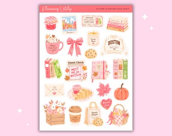 Autumn in Boston Deco Sticker Sheet | Fall Planner Stickers | Boston Journal Stickers | Memory Planning Stickers