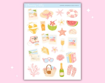 Summer Memories Deco Planner Stickers | Summer Journal Stickers | Beach Vacation Sticker Sheet | Memory Planning Stickers
