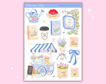 Marché Aux Fleurs Large Deco Sticker Sheet | Floral Planner Stickers | Flower Market Stickers | Journal & Memory Planning Stickers