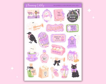 Halloween in New Orleans Sticker Sheet | Halloween Planner Stickers | Witchy Journal Stickers | Memory Planning