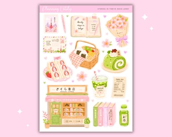 Stories in Tokyo Large Deco Planner Stickers | Tokyo Journal Stickers | Japan Sticker Sheet | Memory Planning Stickers