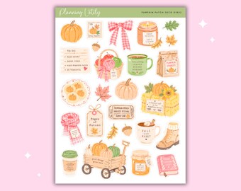 Pumpkin Patch Deco Sticker Sheet | Autumn Planner Stickers | Fall Pumpkin Stickers | Journal & Memory Planning