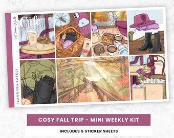 Kit de pegatinas mini semanales "Paseo de otoño" / Pegatinas para planificador vertical / Pegatinas para planificación de recuerdos