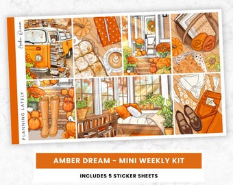 Kit de pegatinas semanales mini Amber Dream / Pegatinas para agenda vertical / Pegatinas para planificación de recuerdos