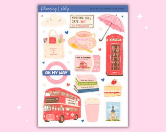 Cosy Day in London Large Deco Planner Stickers | London Journal Stickers | UK Travel Sticker Sheet | Memory Planning Stickers