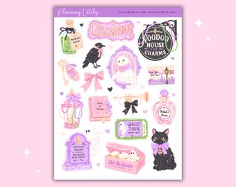 Halloween in New Orleans Large Sticker Sheet | Halloween Planner Stickers | Witchy Journal Stickers