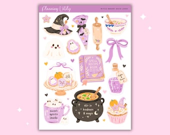 Witch Bakery Large Deco Sticker Sheet | Halloween Planner Stickers | Witchy Baking Stickers | Journal & Memory Planning