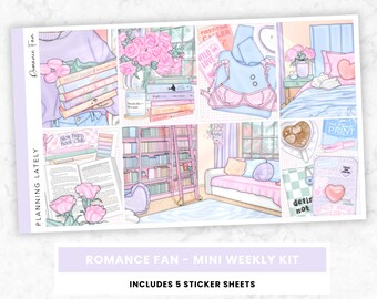 Romance Fan Mini Weekly Sticker Kit | Vertical Planner Stickers | Memory Planning Stickers