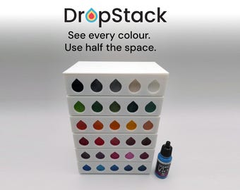 DropStack Painter: Estante para guardar 30 pinturas / Organizador apilable para pinturas Vallejo y Army Painter (Miniature Hobby)