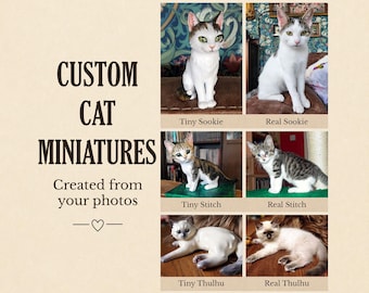 Escultura miniatura de gato personalizada / Modelo de mascota pintado a mano a partir de fotografías