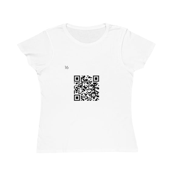 QR Code Design T-Shirt | Minimal Black Code, Number 16