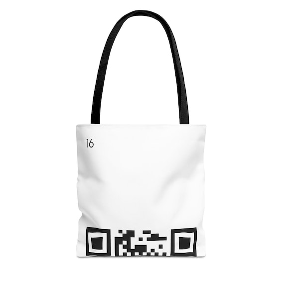 QR Code Pattern Tote Bag 16 | Minimal Black and White Tech Design
