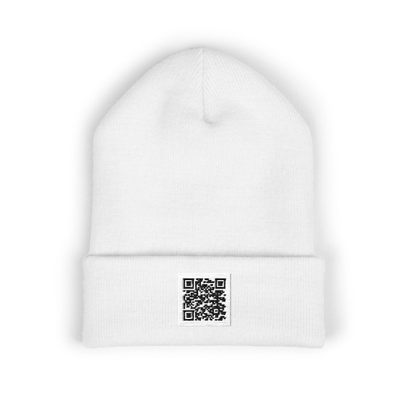 QR Code Embroidered Beanie | Cuffed Beanie, Knit Cap