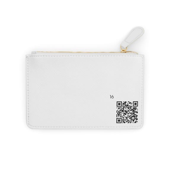 QR Code Number 16 Mini Clutch Bag | Minimalist White Wallet