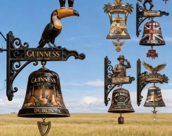Vintage Guinness Wall Bell,Iron Maiden Trooper Bell - Independence Day Bell Patriotic Home Decor,,Rock Music Themed Metal Door Chime Gift