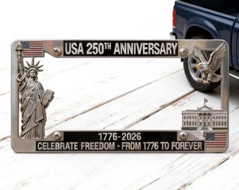 Cadre de plaque d'immatriculation pour Vache Highland et Statue de la liberté, édition commémorative Écosse 2026, décoration de voiture patriotique 250e anniversaire