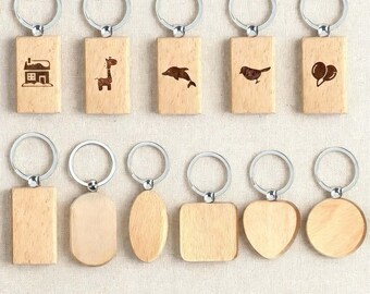 Porte-clés en bois personnalisé, étiquette gravée personnalisée, idée cadeau unique, porte-clés en bois fait main, découpé au laser, design animal, breloque en bois naturel