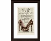 la vida es demasiado corta para llevar zapatos Print on upcycled 1870 39 s antique page mixed media digital Page