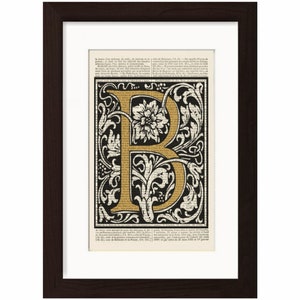 Tipografía decorativo carta inicial impresión en upcycled Vintage 1870 Diccionario francés página multimedia mixta digital