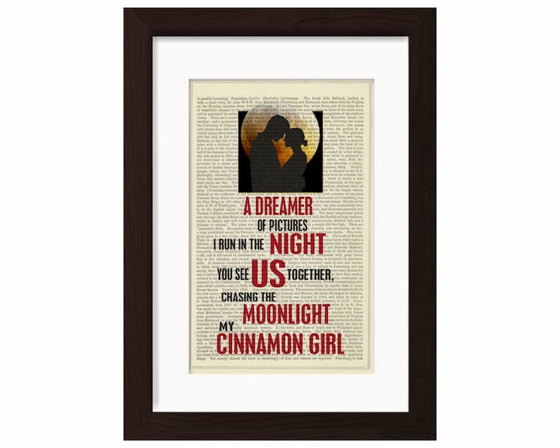Neil Young Cinnamon Girl Song Lyrics Print on Upcycled Vintage Etsy