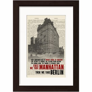Leonard Cohen Eerst nemen we Manhattan, dan nemen we Berlijn print op upcycled Vintage Page